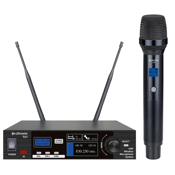 Citronic TU1-H PLL Tuneable UHF Wireless Microphone System with Handheld - Channel 65/70