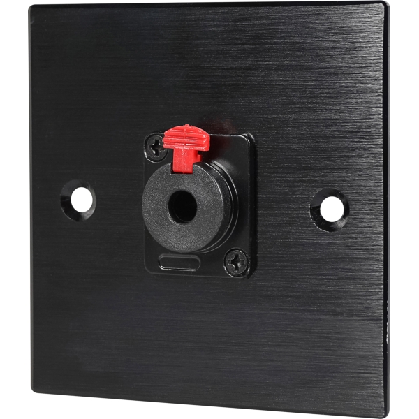 Eagle D-Series Brushed Aluminium 1-Gang 6.35mm Jack Wall Plate - Black