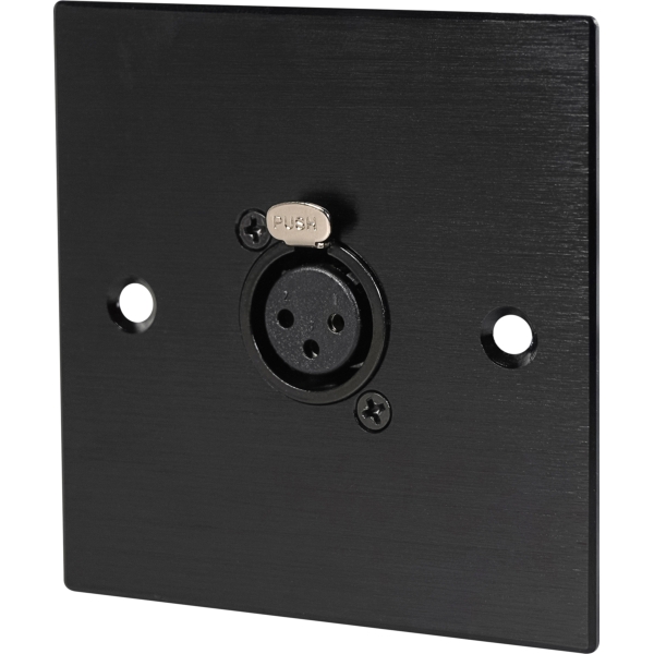 Eagle D-Series Brushed Aluminium 1-Gang Female XLR Wall Plate - Black