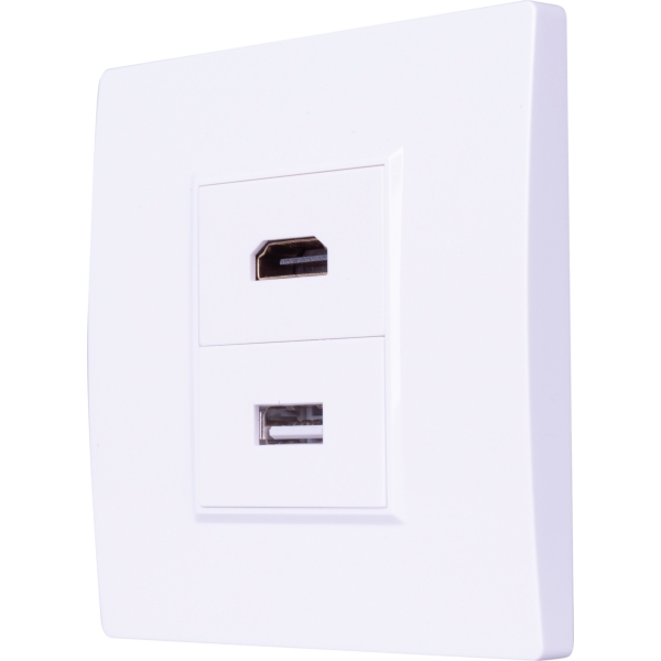 Eagle D-Series 1-Gang HDMI & USB 2.0 Wall Plate - White