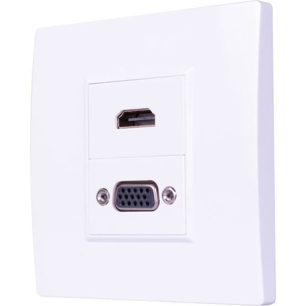 Eagle D-Series 1-Gang HDMI & 15-Pin VGA Wall Plate - White