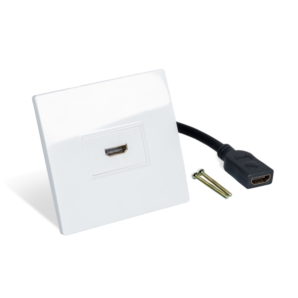 Eagle D-Series 1-Gang HDMI Flying Lead Wall Plate - White