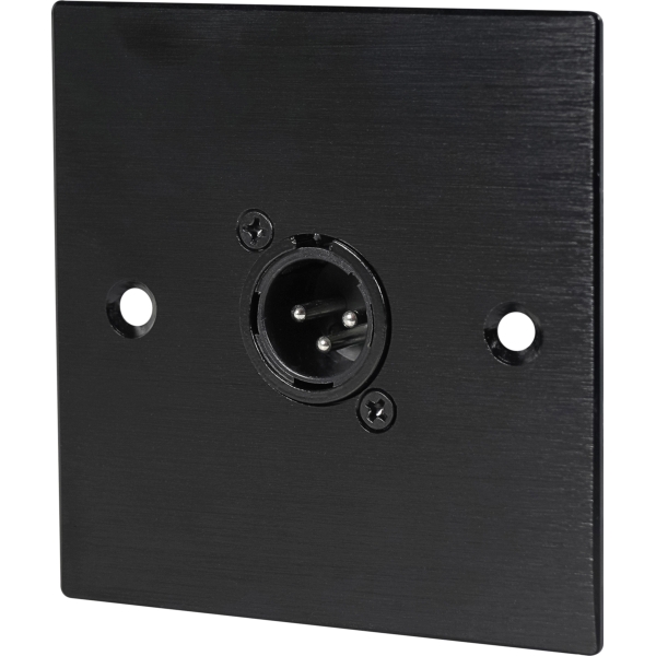 Eagle D-Series Brushed Aluminium 1-Gang Male XLR Wall Plate - Black