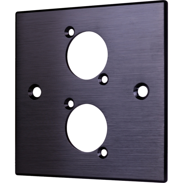 Eagle D-Series Brushed Aluminium 1-Gang 2-Hole Wall Plate - Black