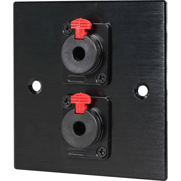Eagle D-Series Brushed Aluminium 1-Gang Dual 6.35mm Jack Wall Plate - Black