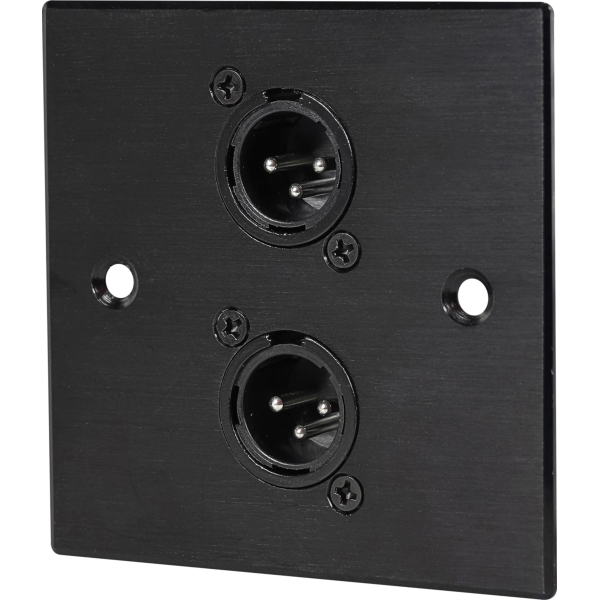 Eagle D-Series Brushed Aluminium 1-Gang Dual Male XLR Wall Plate - Black