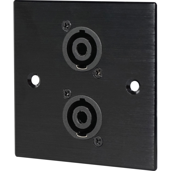 Eagle D-Series Brushed Aluminium 1-Gang Dual 4-Pole SpeakON Wall Plate - Black