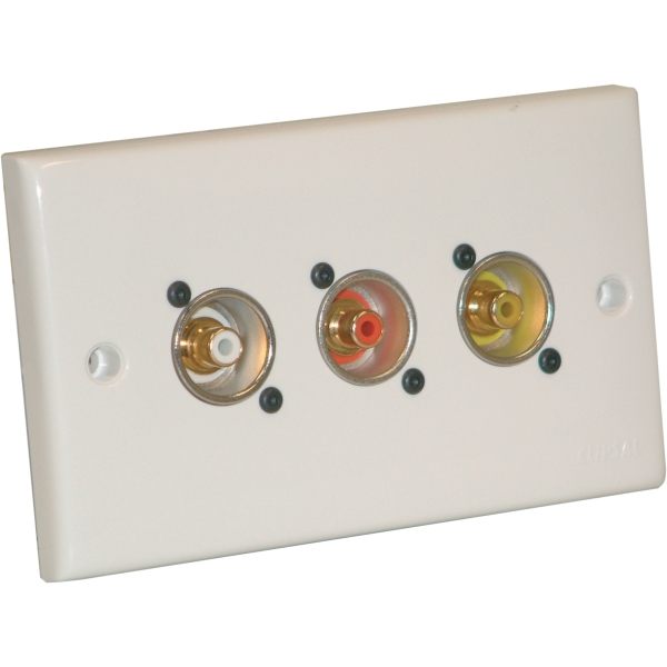 Eagle D-Series 1-Gang AV Phono Wall Plate - White