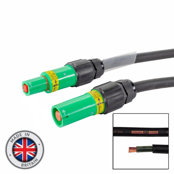 elumen8 120mm Powerlock Male Source to Female Drain Cable, 3M - Earth Green