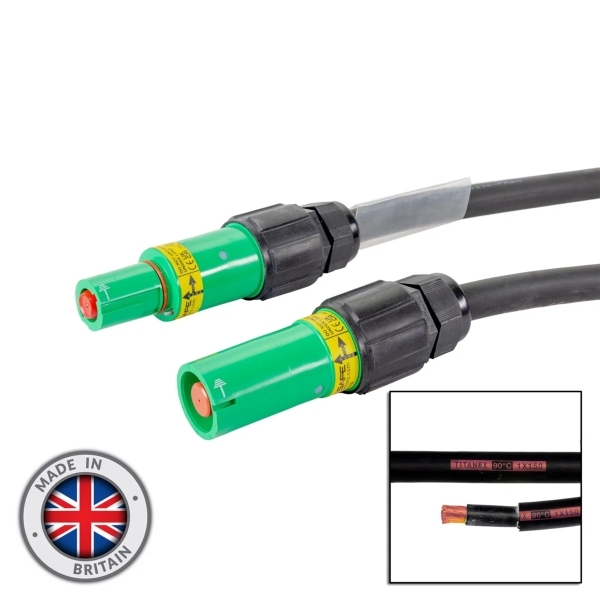 elumen8 150mm Powerlock Male Source to Female Drain Cable, 5M - Earth Green