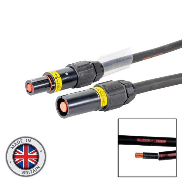 elumen8 150mm Powerlock Male Source to Female Drain Cable, 5M - L2 Black