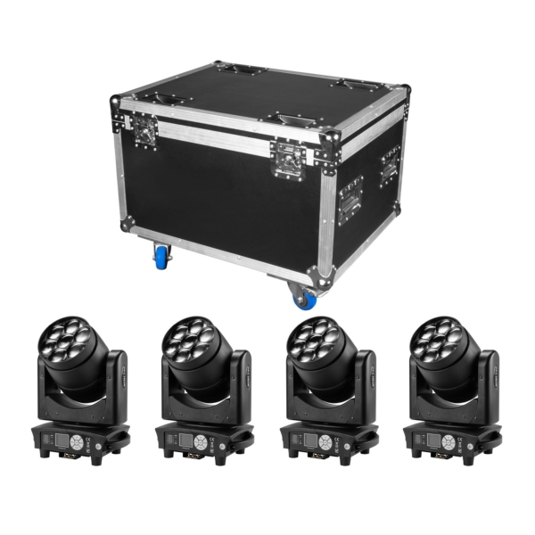 Flash Wash BE LED 740 RGB 4x Moving Heads with Flightcase