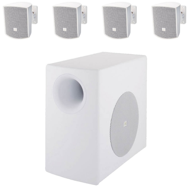 JBL Control 50 Pack Surface-Mount Subwoofer-Satellite Loudspeaker System, 100W @ 4 Ohms or 70V/100V - White