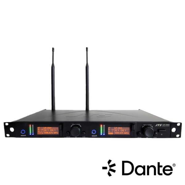 JTS UF-20DA Dual Channel Wideband True Diversity Receiver with Dante - Channel 38 to 42