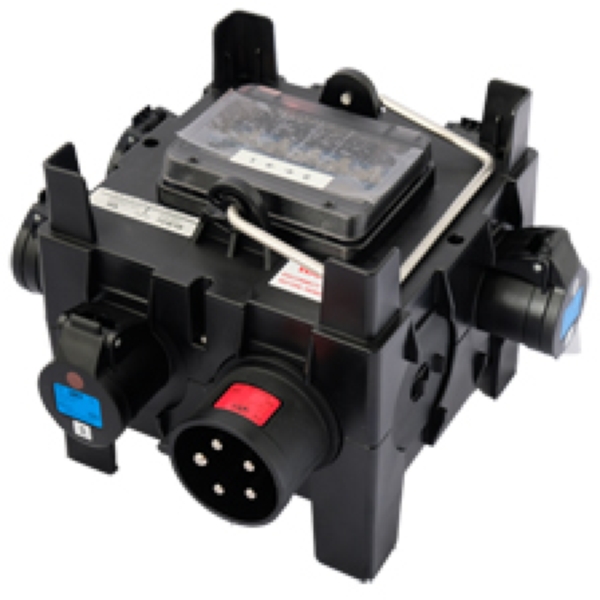 PCE IMST Distribution Box 32A 400V to 6x 16a 230v, Black - IP44