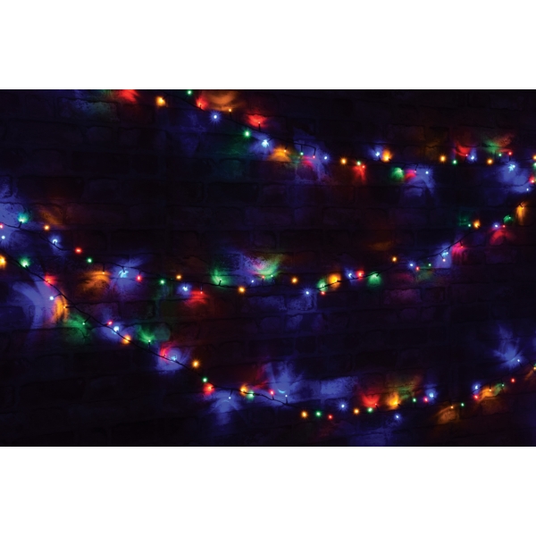 Lyyt 200TS-MC Multi-Sequence LED Indoor/Sheltered Outdoor String Lights with 24-Hour Auto-Timer, Multi Coloured