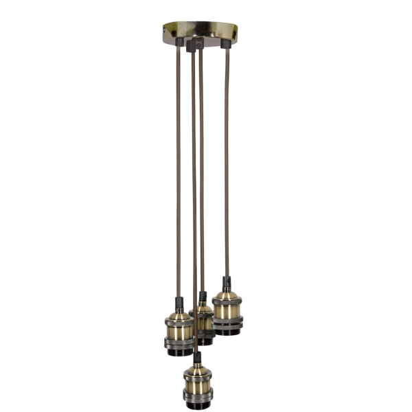 Lyyt Quad Pendant Cordset, E27 - Antique Brass