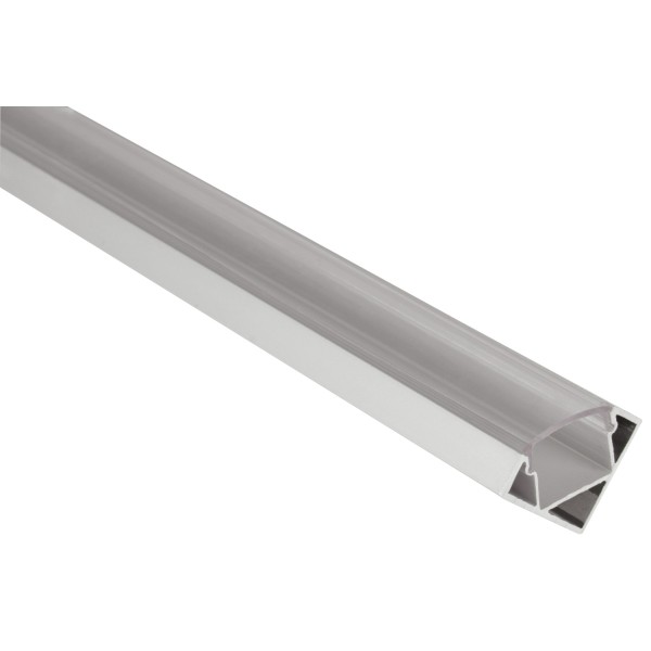 Fluxia AL1-A1818C Aluminium LED Tape Profile, 1 metre with Clear 45 Degree Angled Diffuser
