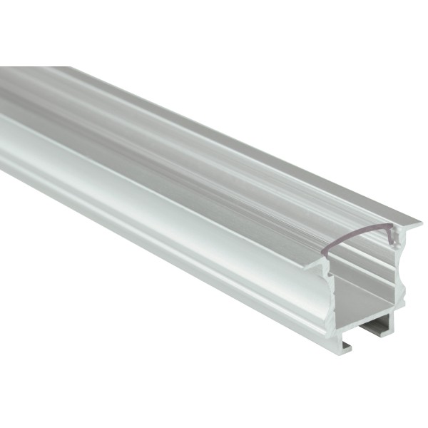 Fluxia AL1-F2520C Aluminium LED Tape Profile, Deep Recess 1 metre with Clear Diffuser