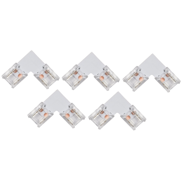 Lyyt Solderless Single Colour COB LED Strip 10mm L-Connectors - 5 Pack