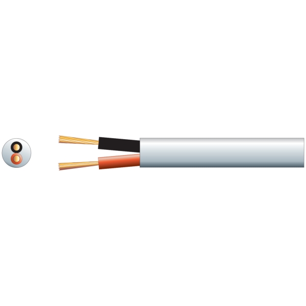 Mercury Heavy Duty 100V Line Speaker Cable, 2.01mm CSA, Double Insulated, 100 metre reel - White