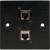 Eagle D-Series Brushed Aluminium 1-Gang Dual CAT6 Feed Through Wall Plate - Black - view 3