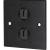 Eagle D-Series Brushed Aluminium 1-Gang Dual HDMI Feed Through Wall Plate - Black - view 1
