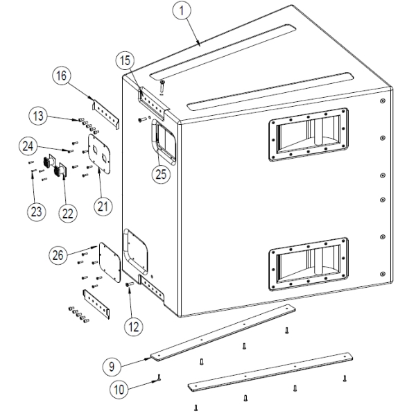 1. Nexo 05EBB1-18MOQ B1-18 Empty Box Carpeted for Nexo Alpha B1-18 Speakers