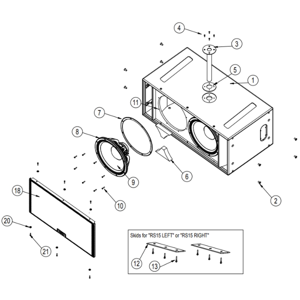 1. Nexo 05EBRS15C RS15 Empty Cabinet Carpeted + Accessories for Nexo RS15