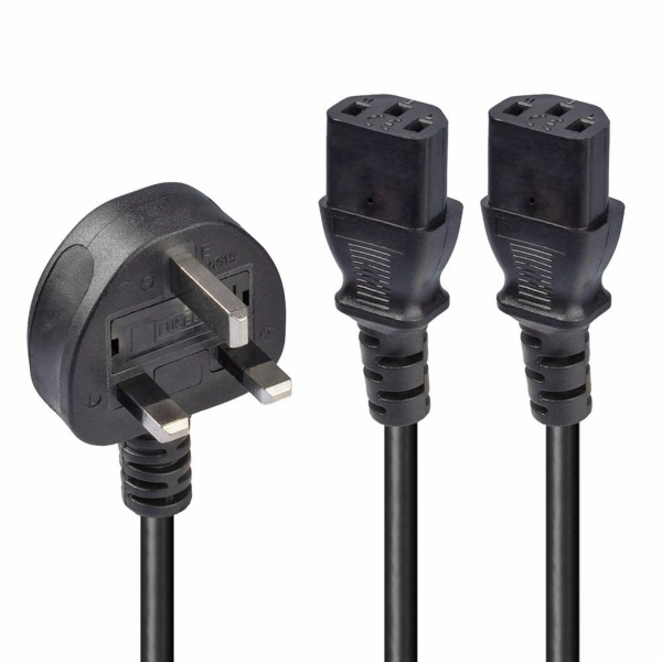 13A Plug to 2x IEC Y-Splitter - 2M