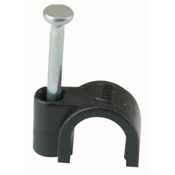 Pro Power 7mm Round Cable Clip, Black - (Pack of 100)