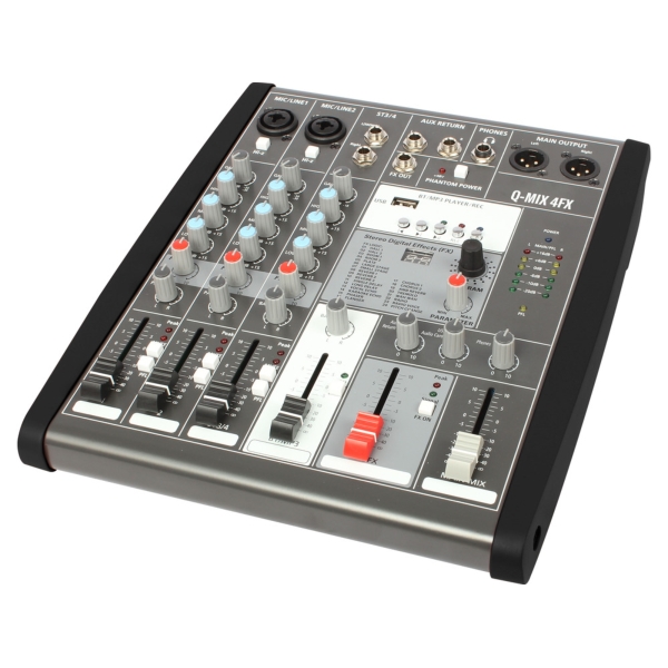 Q-Audio Q-MIX 4FX 4-Channel Mixer with FX and USB