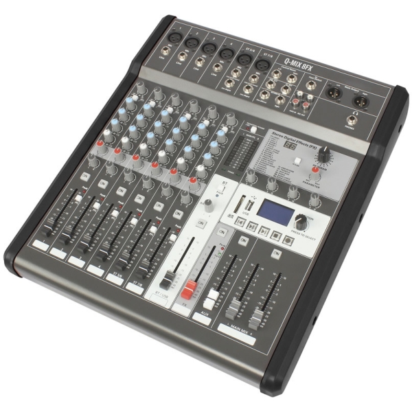 Q-Audio Q-MIX 8FX 8-Channel Mixer with FX and USB