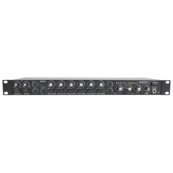 Q-Audio QZONE92 Zoner Mixer 6 Stereo Channels + 2 Microphone Channel with Talk Over into 2 Output Zones