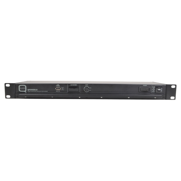 Q-Audio QPOWER10 Power Conditioner with Racklight and USB Charger (10x IEC)