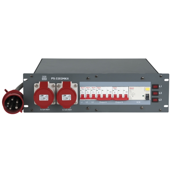 Showgear PS-3202 MkII Power Distribution Unit, 32A 3-Phase In, Schuko Out