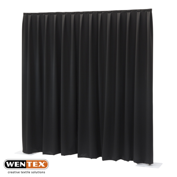 Wentex Pipe and Drape MCS Pleated Curtain, 3M (W) x 4M (H) - Black