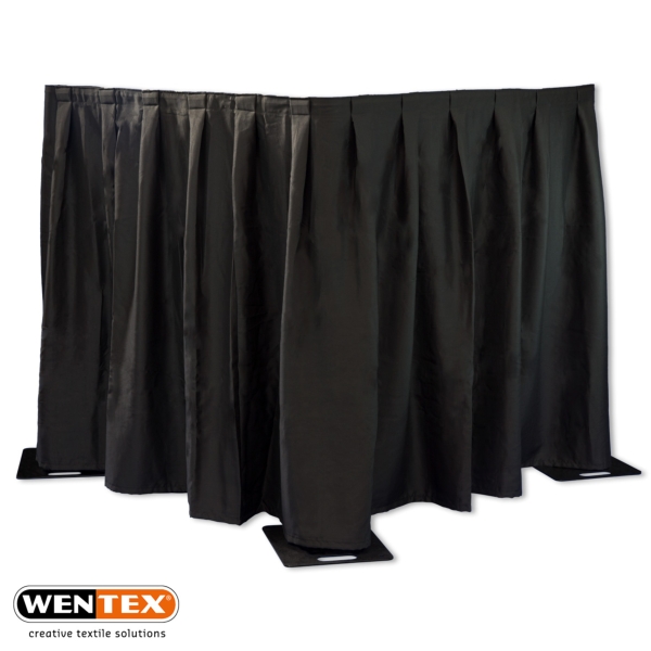 Wentex Pipe and Drape MGS Pleated Curtain, 3M (W) x 1.2M (H) - Black
